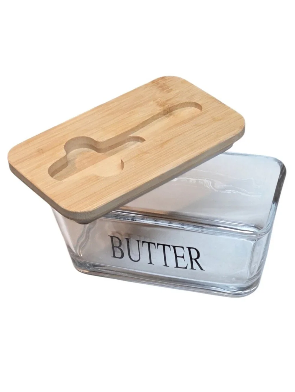 Glass Butter Dish with Lid Crystal Clear Glass